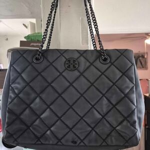 Tory Burch Black Quilted Tote
